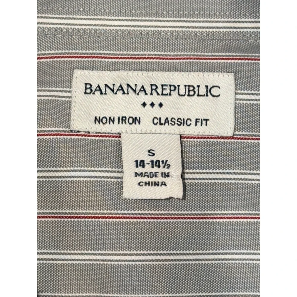 Banana‎ Republic Non Iron French Cuff Mens Striped Dress Shirt Size S 14 14.5